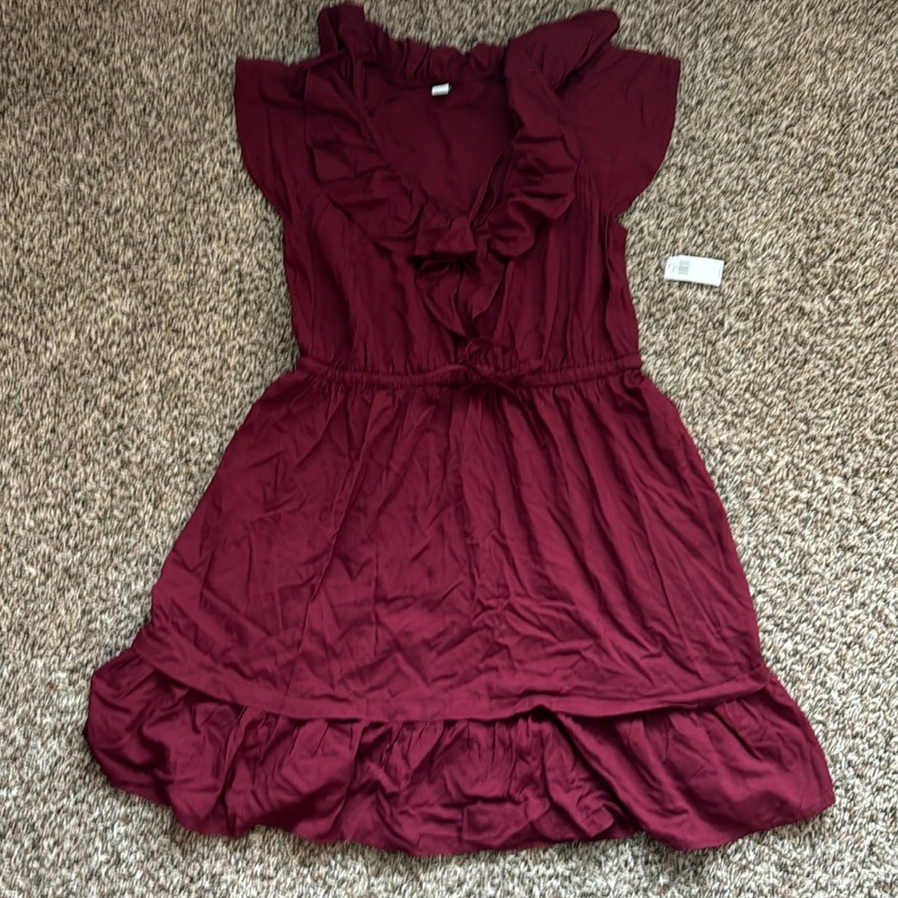 Old Navy Burgundy Ruffle Dress